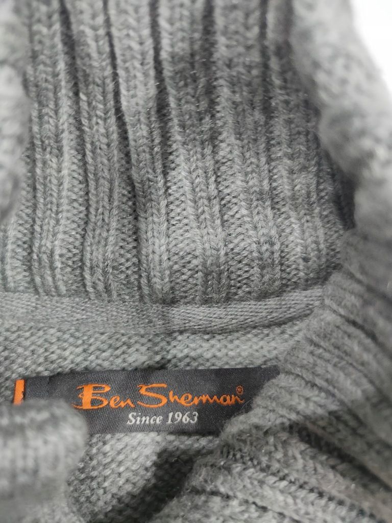 Ben Sherman Sweter szary męski Akryl Wełna r. XL