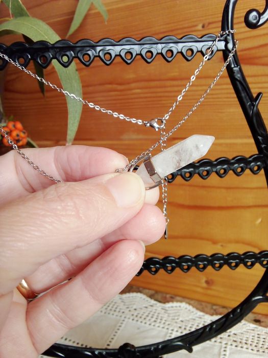 Colar Cristal Quartzo ou Obsidiana - Novos