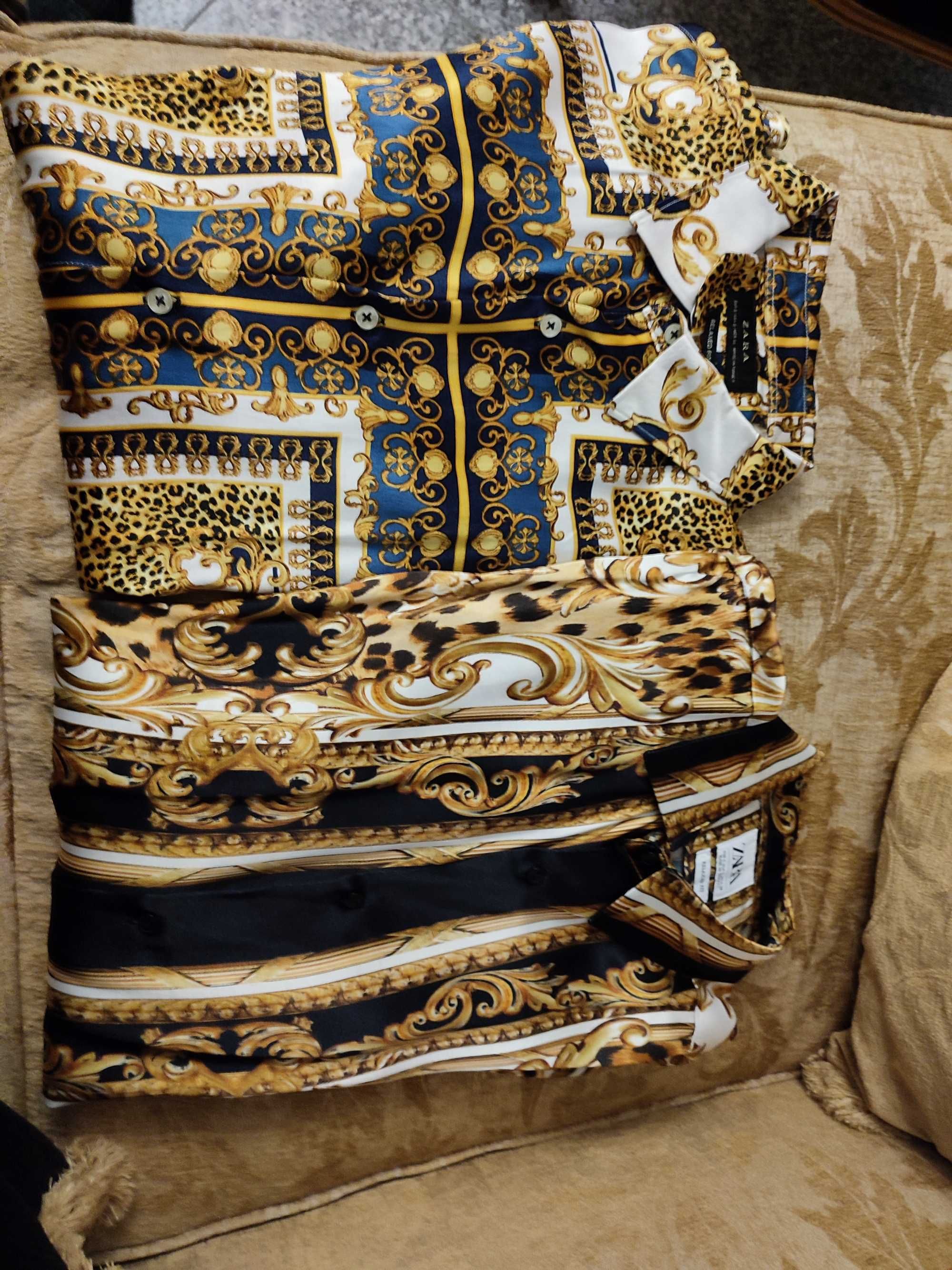 Camisas preto e dourado estilo versace