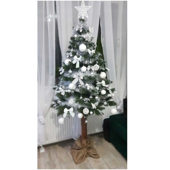 Choinka Sztuczna na Pniu Sosna Diamentowa Ośnieżona Gęsta 180 cm