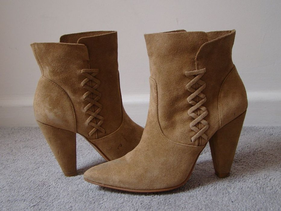 ZARA skóra dwoina BOTKI camel KOWBOJKI 37