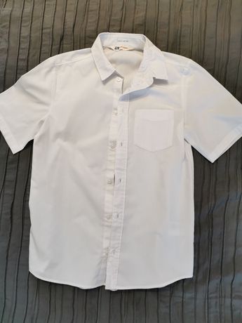 Biała koszula krótki rękaw H&M 158 chłopiec