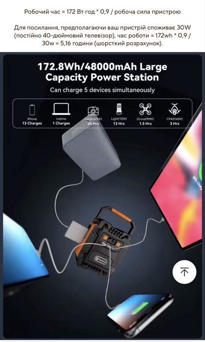 Зарядна станція , портативний зарядний пристрій Flashfish a201