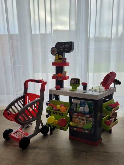 Sklepik Smoby supermarket + 2 wózki