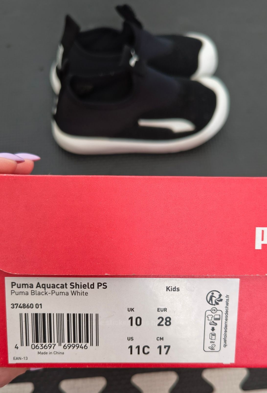 Czarne przewiewne wsuwane adidasy Puma aqua cat rozmiar 28