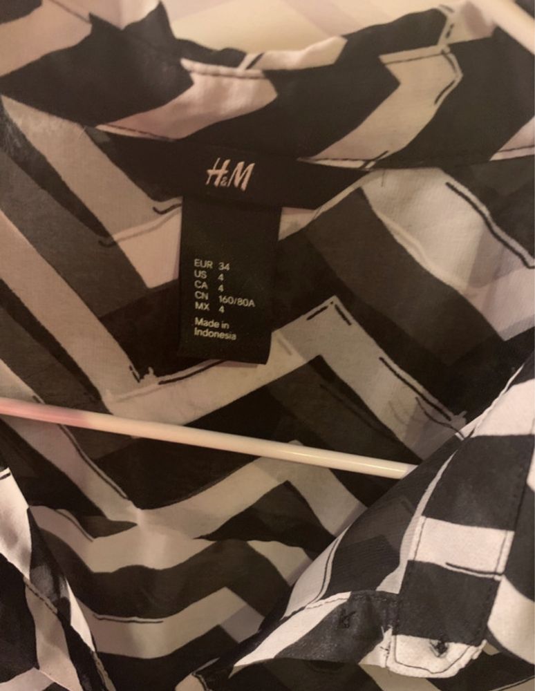 Transparetna przeswitujaca koszula h&m XS/S y2k czarno biala