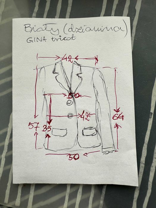 Oryginalny żakiecik z dzianiny, écru rozm, L