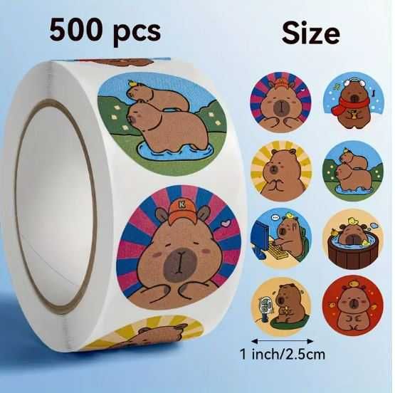 Naklejki KAPIBARA, 1500 szt naklejek kapybara