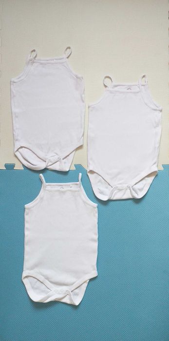 Body ramiączka białe 100% bawełniane prążek komplet zestaw Next 86-92