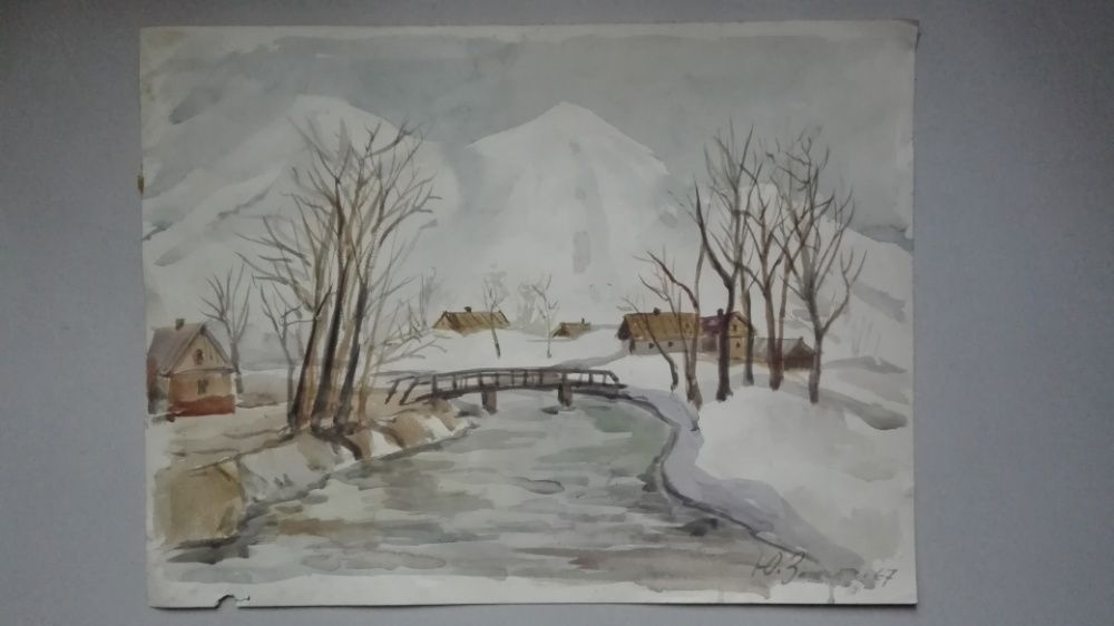 Юрий Злочевский Зимнее село на Кавказе 1967г.