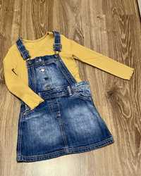 sukienka jeansowa + bluzka dla dziewczynki rozmiar 110.