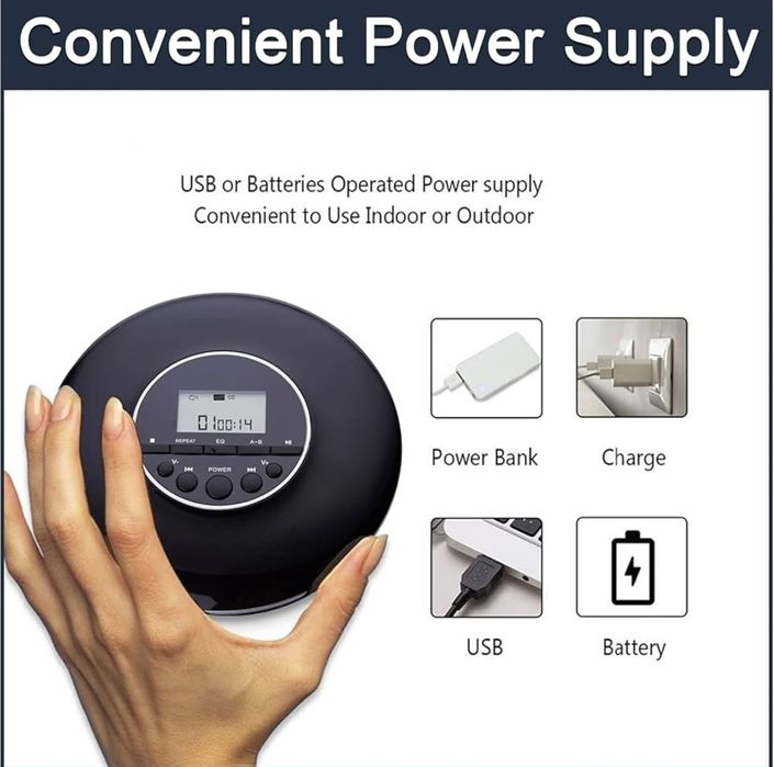 Odtwarzacz CD przenośny, nowy, MP3, WMA, CD-R, CD-RW