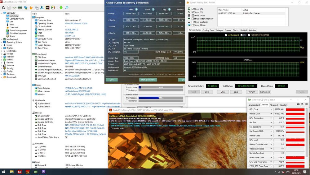 Ігровий ПК RTX3050 8gb \ Ryzen 5 3600x \ 16GB \ 180ssd + 512nvme + 1TB