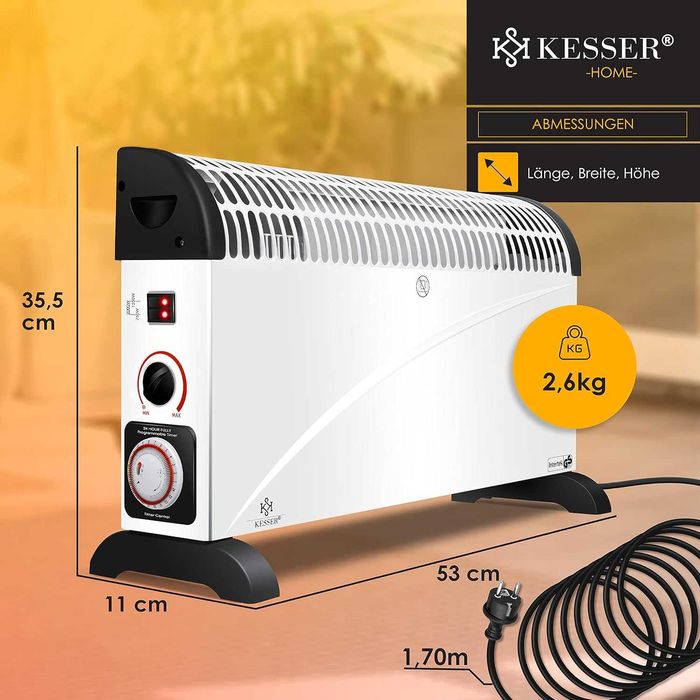 KESSER Konwektor grzejnik 2000 W, 24-godzinny zegar