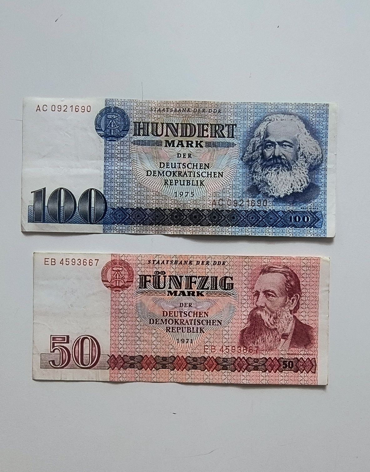 Banknoty DDR nominał 50 i 100 marek
