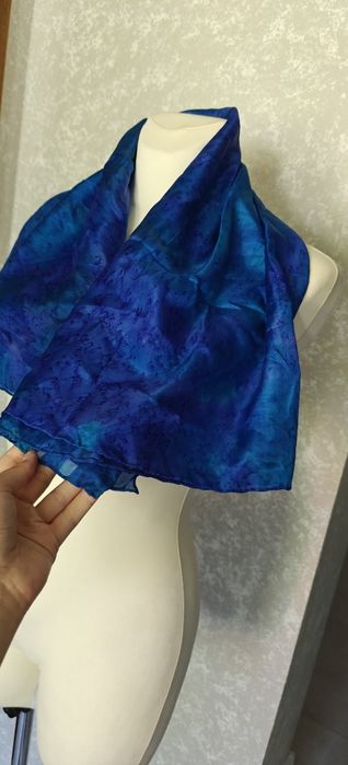 Apaszka chustka jedwabna jedwab granatowa niebieska vintage coquette