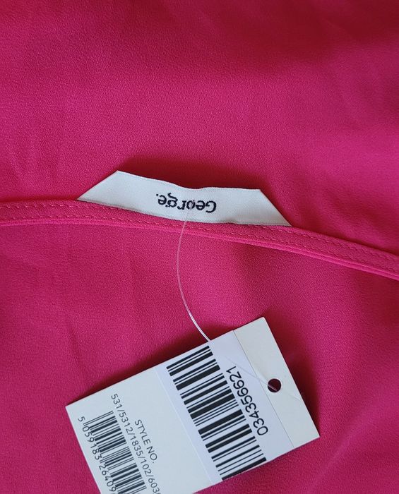 Nowa przepiękna fuksjowa bluzka tunika damska szyfonowa bez rękawów 44