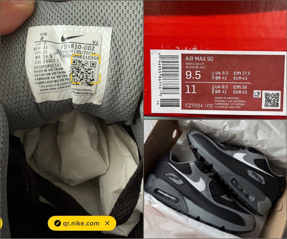 Original Nike Air Max 90 GORE-TEX Grey/Black (in box)