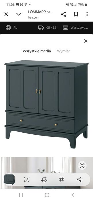 Sprzedam zestaw mebli Ikea ciemny zielony LOMMARP
Szafka, granatowozie