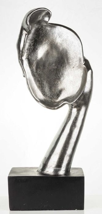 Srebrna figurka maska twarz zasłonięta dłońmi ozdoba na prezent 139219