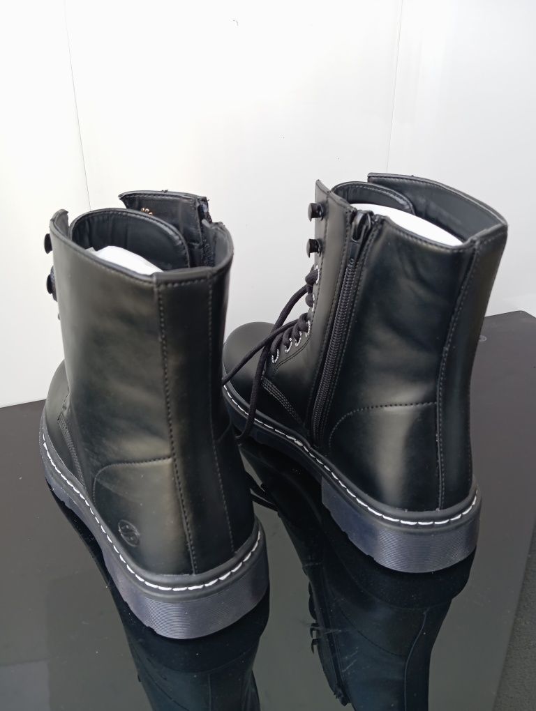R. 38 Buty Dockers 100 Damskie buty Black czarne glany  wewnętrzna wkł