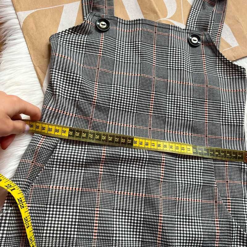 Sukienka w kratę kratka pipeta prosta elegancka krótka z guzikami s 36