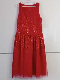 Sukienka bordowa, czerwona w cekiny, gwiazdki, mieniąca, lśniąca
