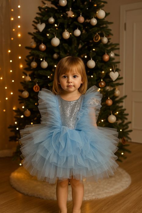 Сукня сніжинка на дівчинку 5 років білого кольору у садочок