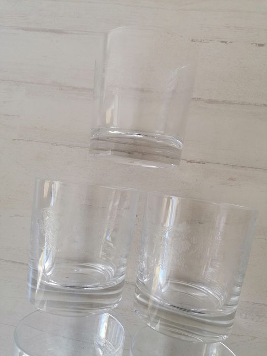 Conjunto 4 Copos Whisky em Vidro Trabalhado Base Grossa