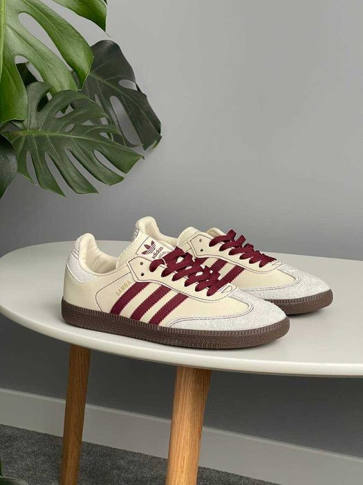 Кросівки Adidas Samba OG Wonder White Maroon premium