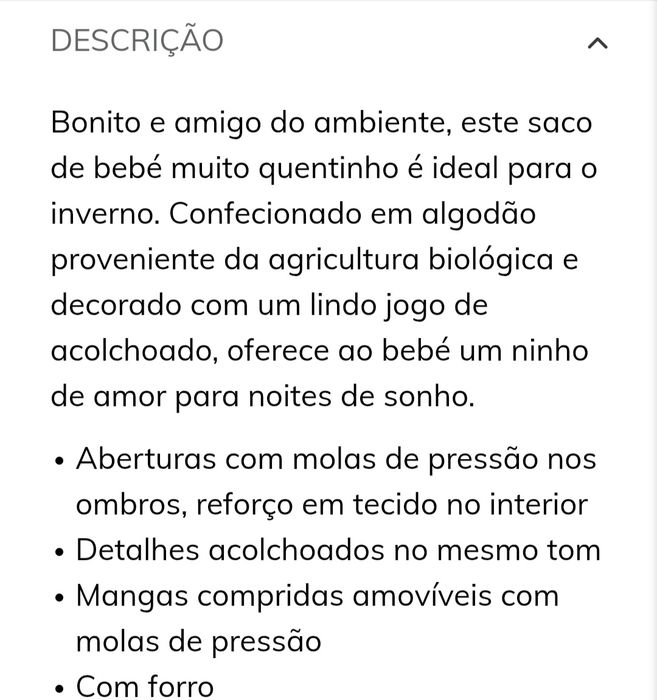 Saco para bebé 0-6 meses