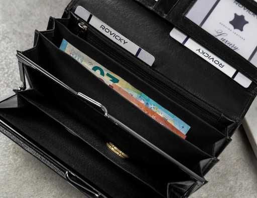 Portfel damski SKÓRA NATURALNA czarny pojemny jakość RFID prezent