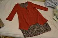 Bluzka tunika sweter dzianina Dorothy Perkins 36 8 S kwiaty czerwona