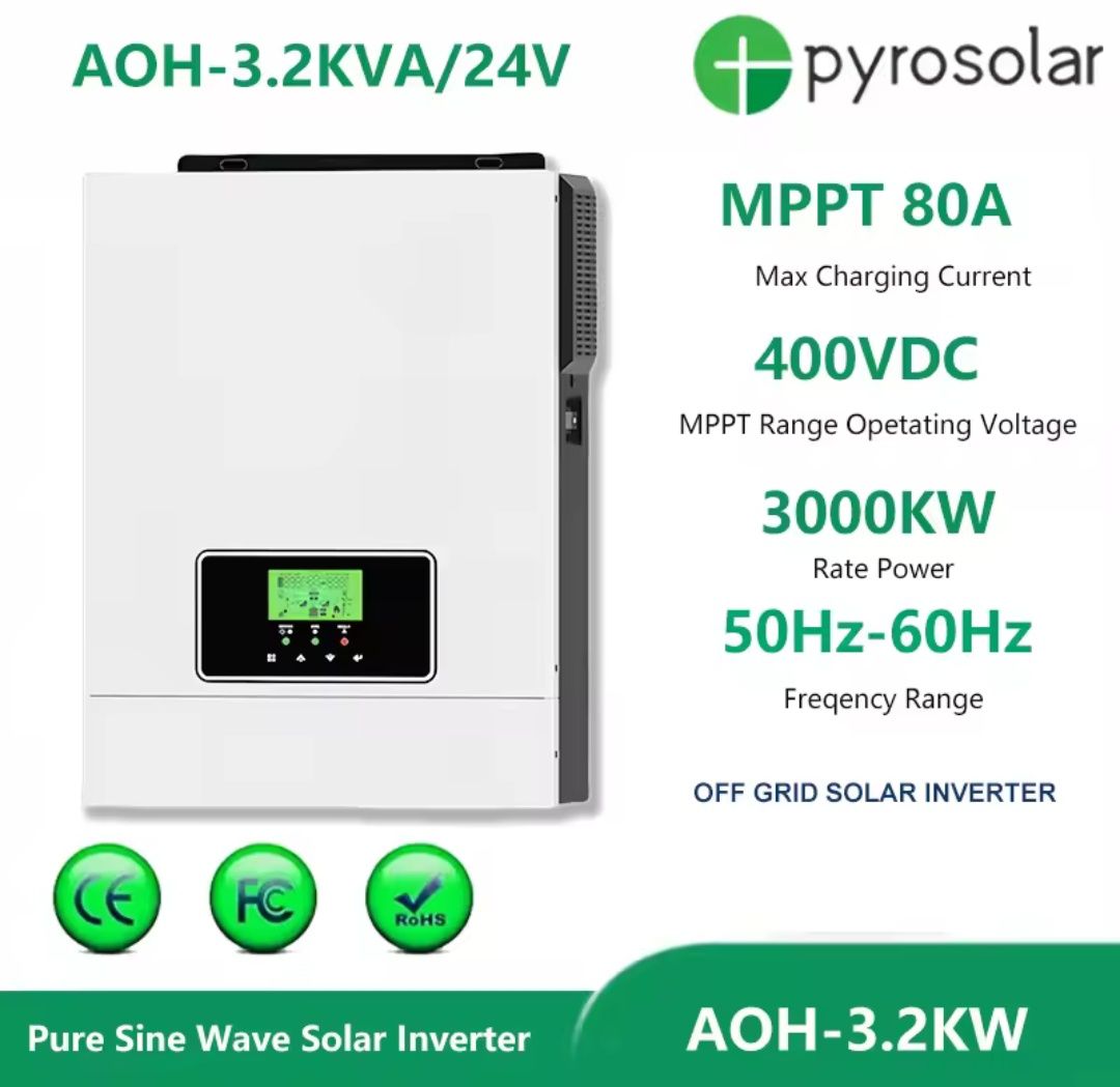 Гібридний інвертор Pyrosolar 24В 3кв , 48В 6.2кв 10.2кв