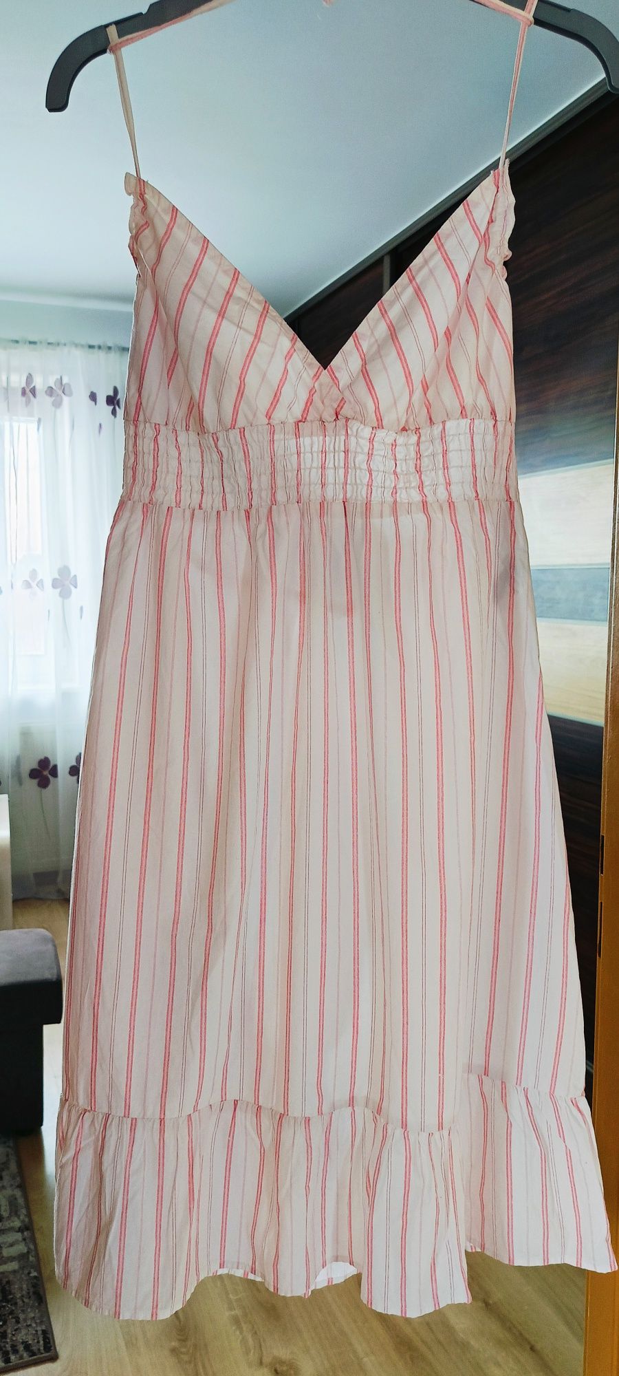 Letnia sukienka boho, sukienka MIDI, sukienka wiązana na szyi
