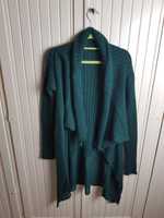 Kardigan sweter ciepły długi zieleń butelkowa Benetton
