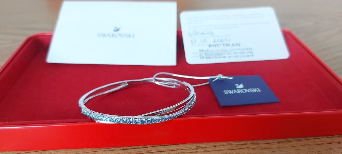 Bransoletka Swarovski Twist Rows, niebieska, powlekana rodem