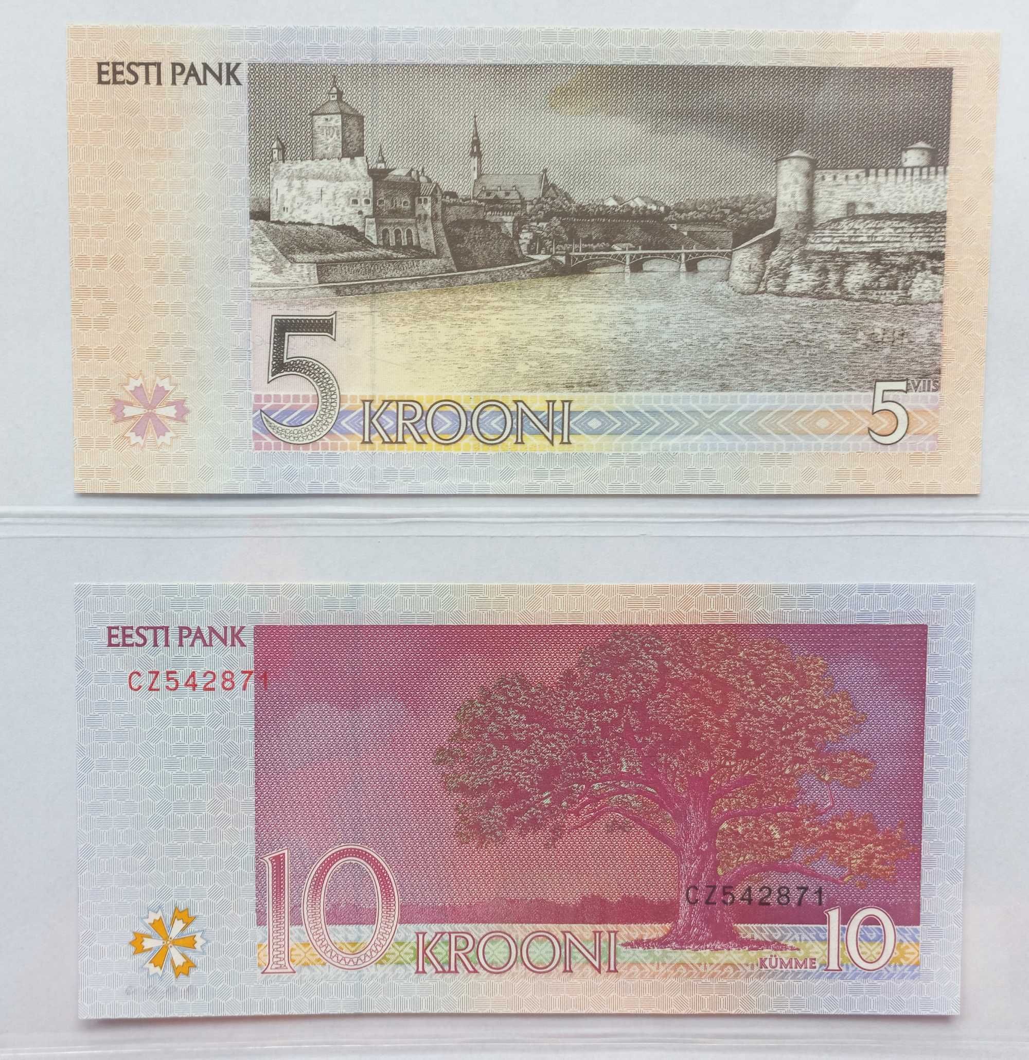 Banknoty - Estonia 5,5,10 Krooni.