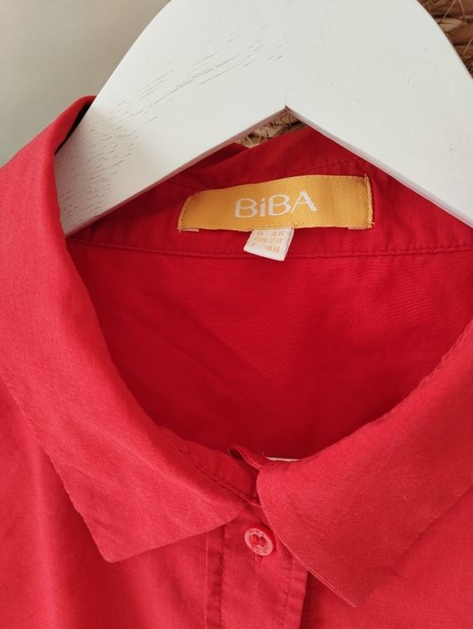 Koszula damska, taliowana, z bawełny, czerwona r.46 BIBA