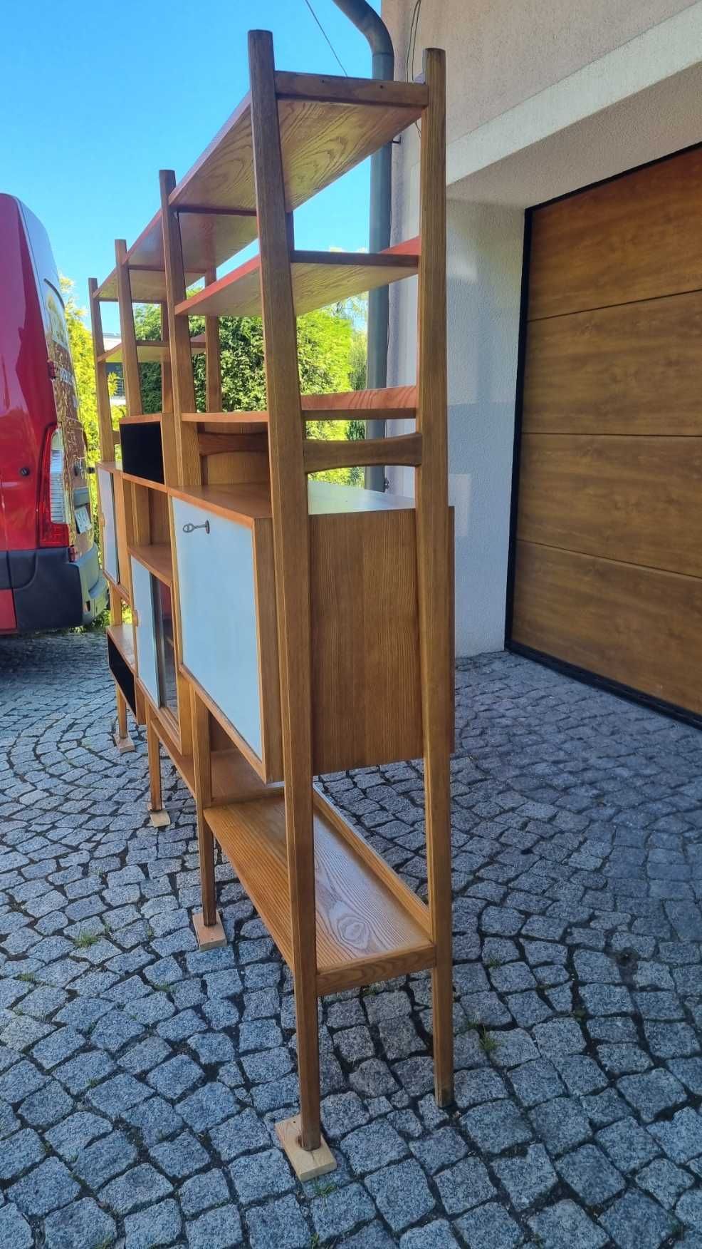 Regał modułowy proj. R. Hałas Polska lata 60 klasyk Design PRL