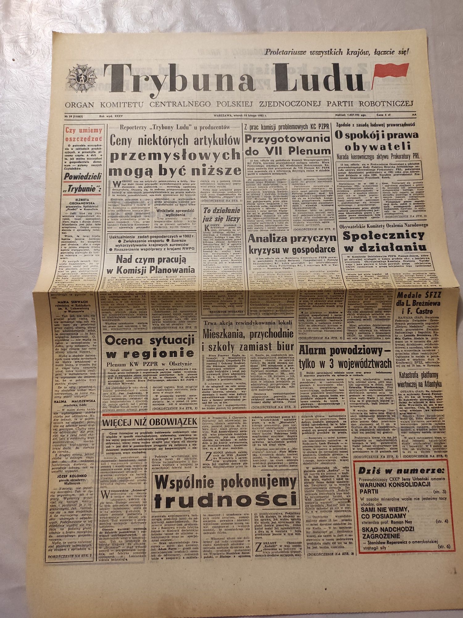 Trybuna ludu 16 lutego 1982