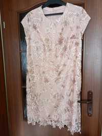 Elegancka sukienka pudrowy róż r 44