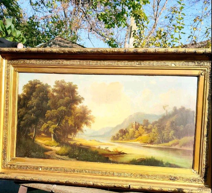Антикварная картина маслом, на холсте  XIX век .