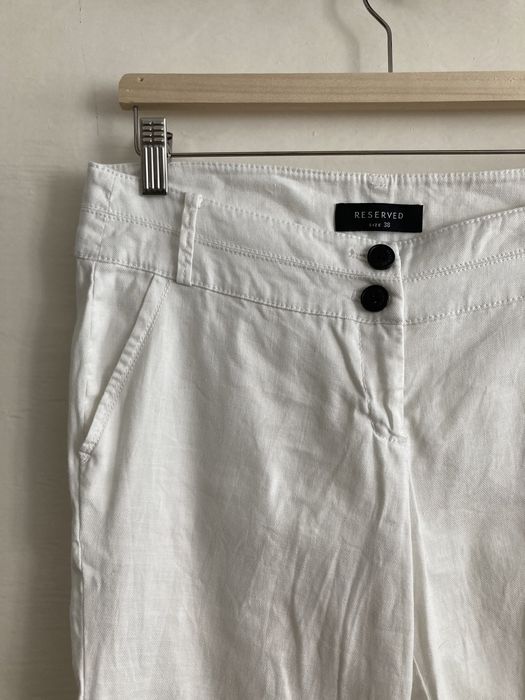 Spodnie białe proste len eleganckie