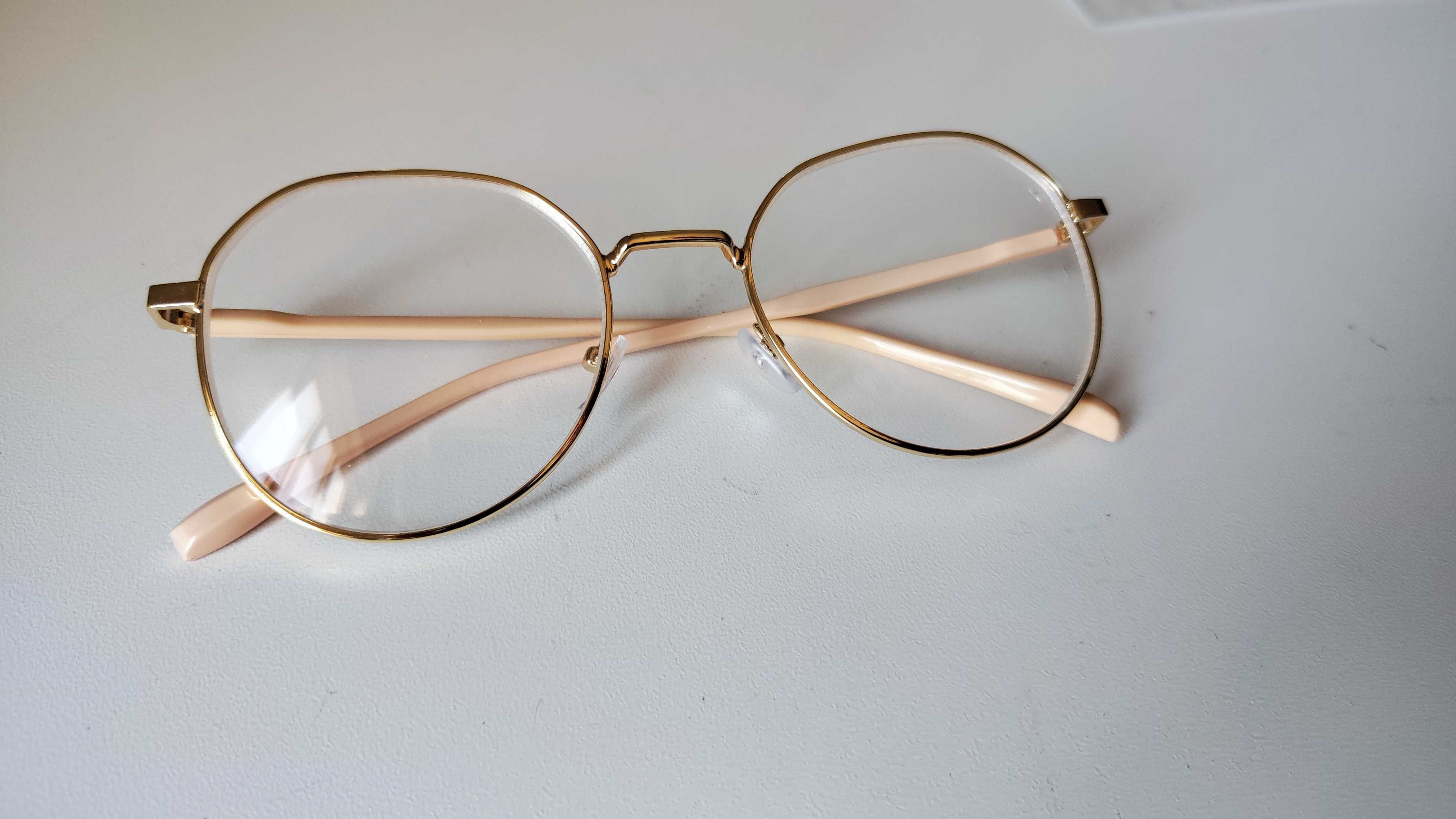 Óculos com armação dourado rosa para miopia