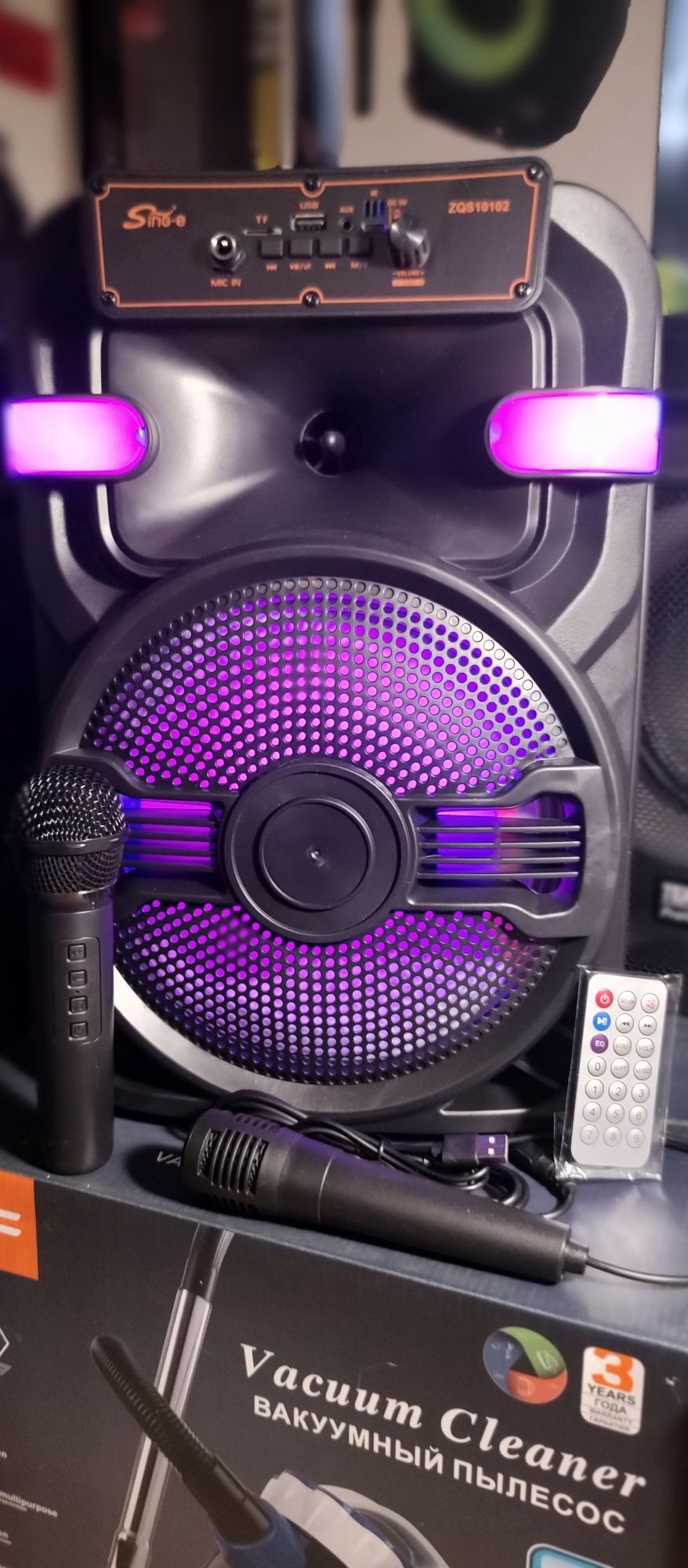 Караоке акустика Atlanfa-01(micro SD,USB,FM) пульт ДУ, 2 микрофона.