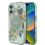 Etui Guess IML Flower & Tonal Circle MagSafe na iPhone 16 Plus - zielo