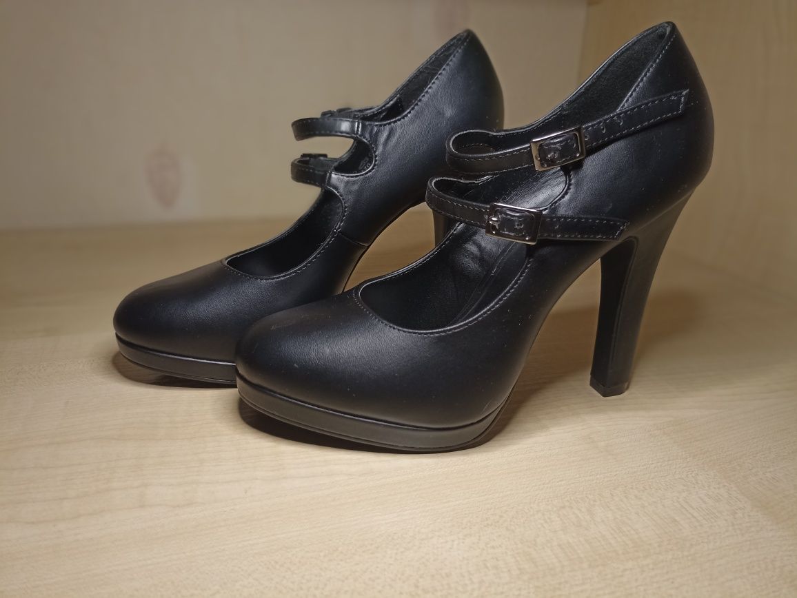 Buty, szpilki czarne, rozm. 36, nowe, z paseczkami