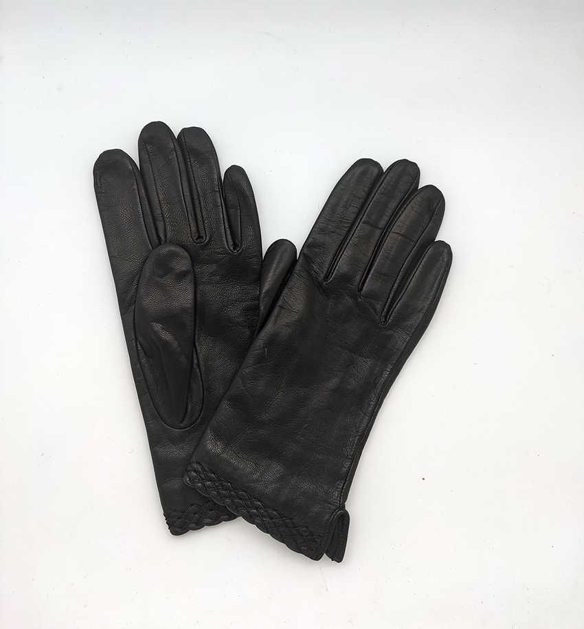 Nowe czarne skórzane rękawiczki Vip Collection r. 7,5