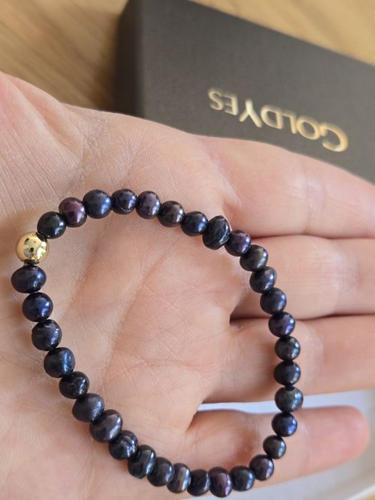 Bransoletka  czarne  perły słodkowodne